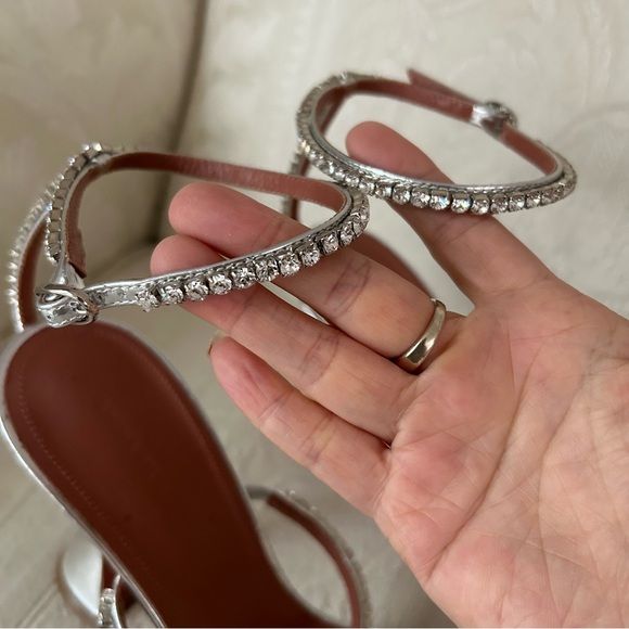 Sexxxxy AMINA MUADDI Gilda crystal-embellished metallic-leather sandals size 40 - Picture 6 of 11